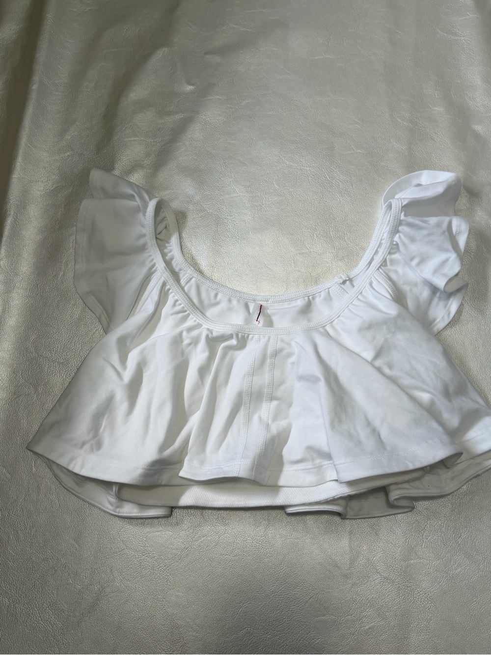 FP Movement by Free People White Flutter Sleeve Crop Top